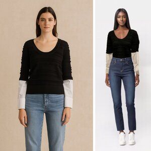 NWT Veronica Beard Juni Sweater Black White